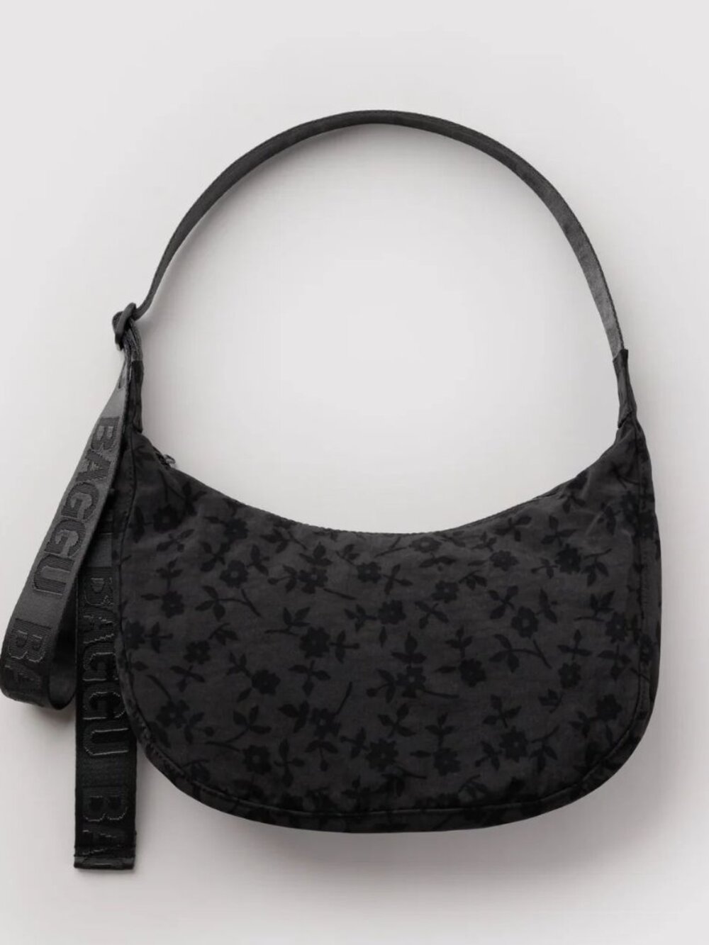 NWT Baggu Medium Crescent Bag - Charcoal Ditsy Floral